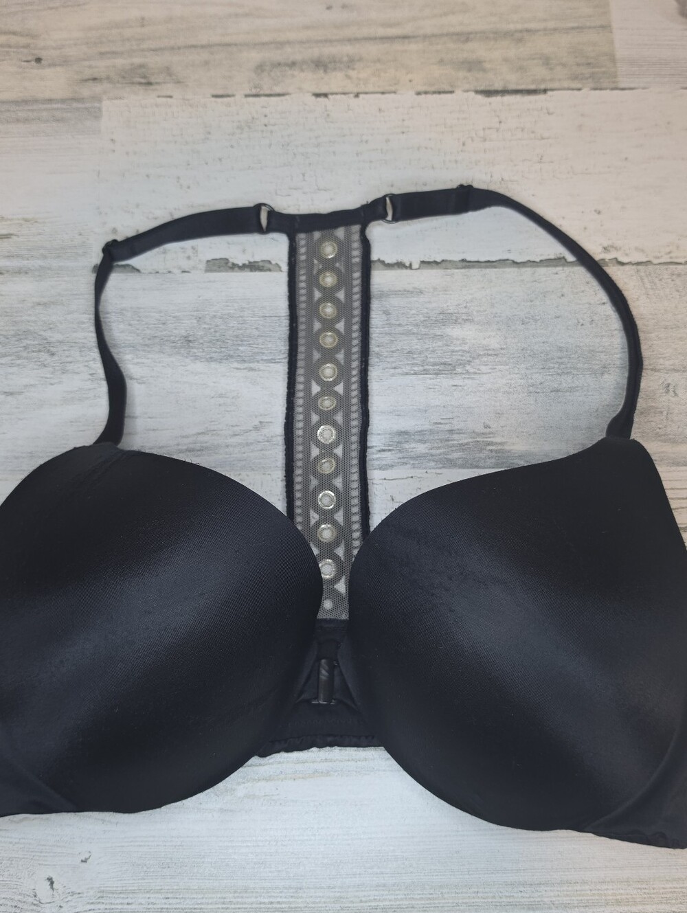 Victoria’s Secret So Obsessed Push Up Bra 36C Black Racerback Grommet Lace